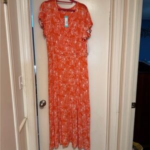 Loveappella Orange Floral Maxi Dress